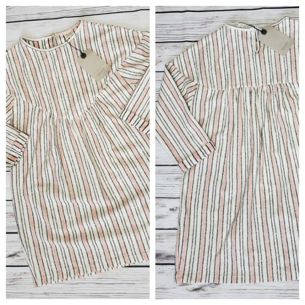 Zara Girls Pin Stripped Long Sleeve Dress Sz 9 - Picture 2 of 7